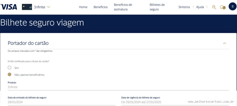 Como emitir o bilhete de seguro viagem Visa?