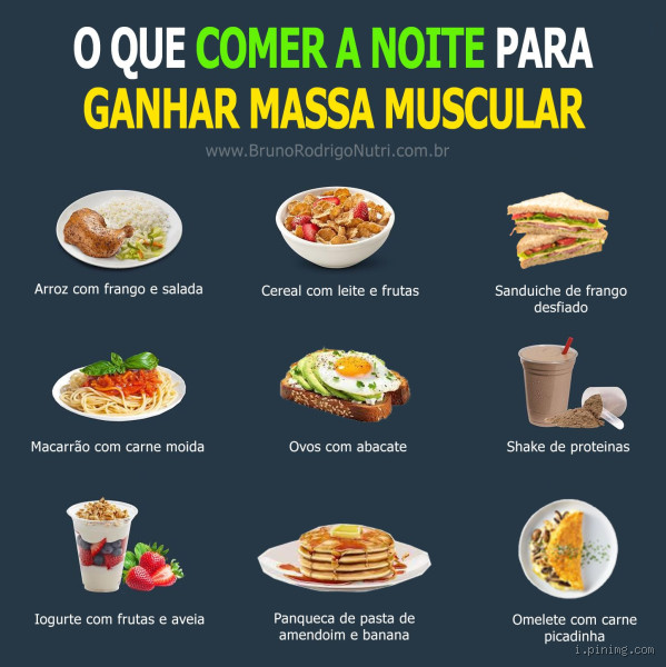 O que devo comer à noite para ganhar massa muscular?